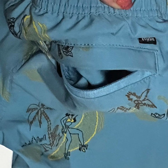 Brixton Mfg Co Men's Tropical Blue & Yellow Swim Trunks Board Shorts Size S - Picture 9 of 11